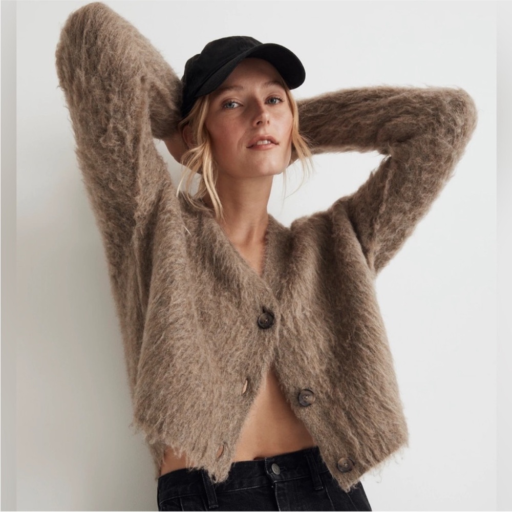 Madewell brushed Fuzzy Brown Teddy cardigan